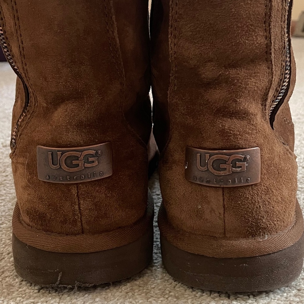 UGG Brown Suede Zip Up Boot Size 8 - Picture 3 of 6